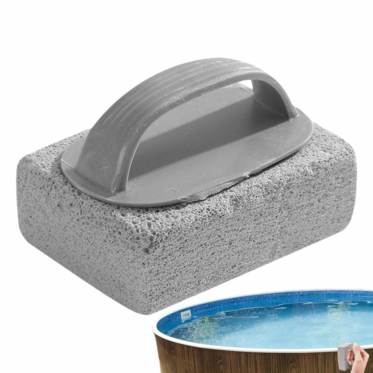 Piedra pómez para piscina, limpiador de azulejos, mango antideslizante