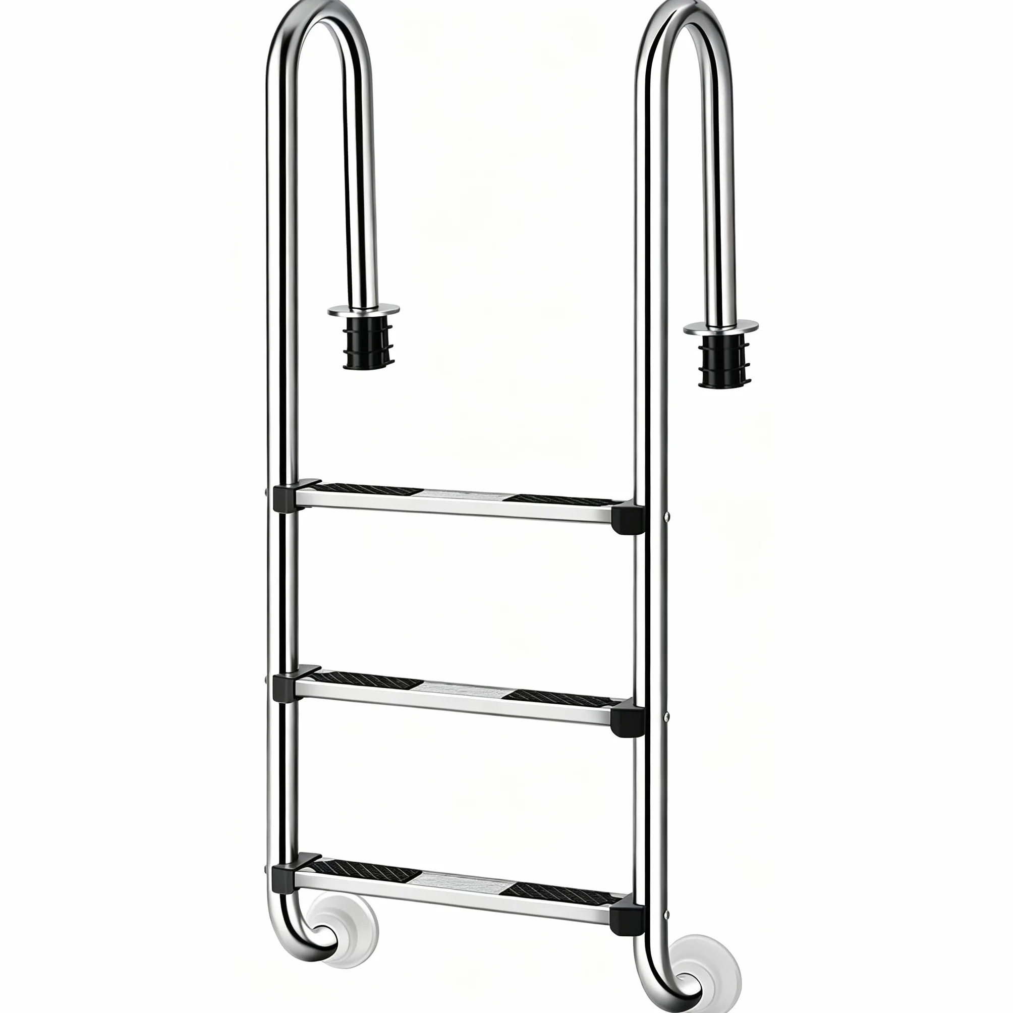 GYMAX Escalera de Piscina de 3 Peldaños de Acero Inoxidable, 150 kg, 55 x 25 x 132,5 cm, Plateado