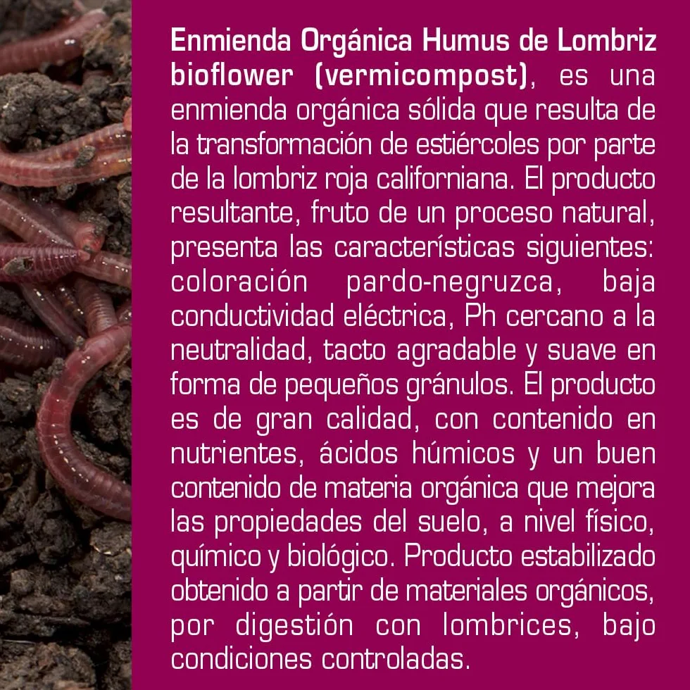 Humus de Lombriz 3 L 100% Vermicompost Ácidos Húmicos y Fúlvicos Mejora Suelo