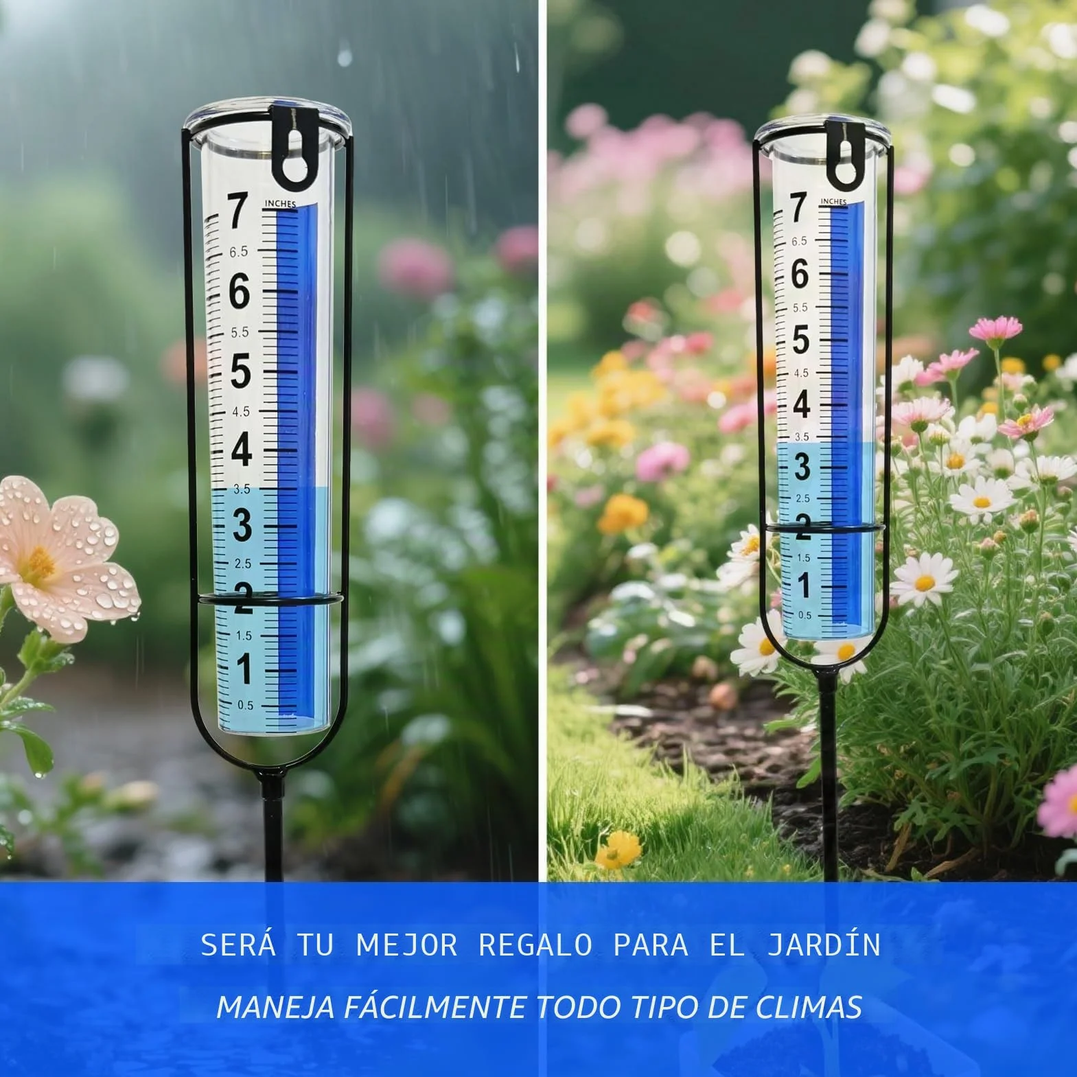 Pluviómetro Exterior 17 cm Gran Capacidad Medidor de Lluvia Desmontable para Jardín