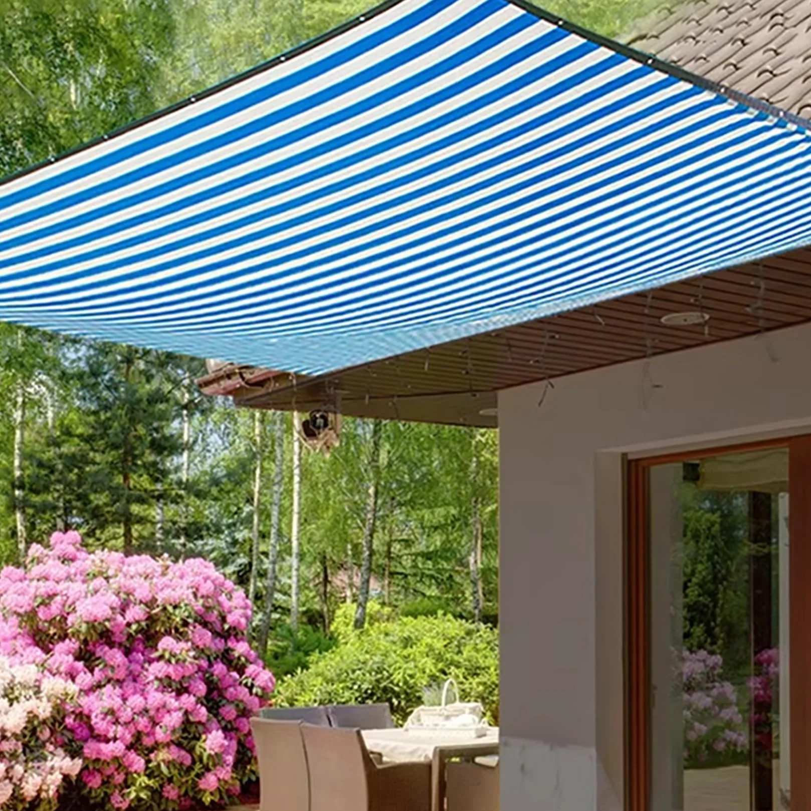 Malla de sombra resistente a los rayos UV con ojales, 1 x 9 m, malla para invernadero, patio y terraza, protección solar para espacios al aire libre
