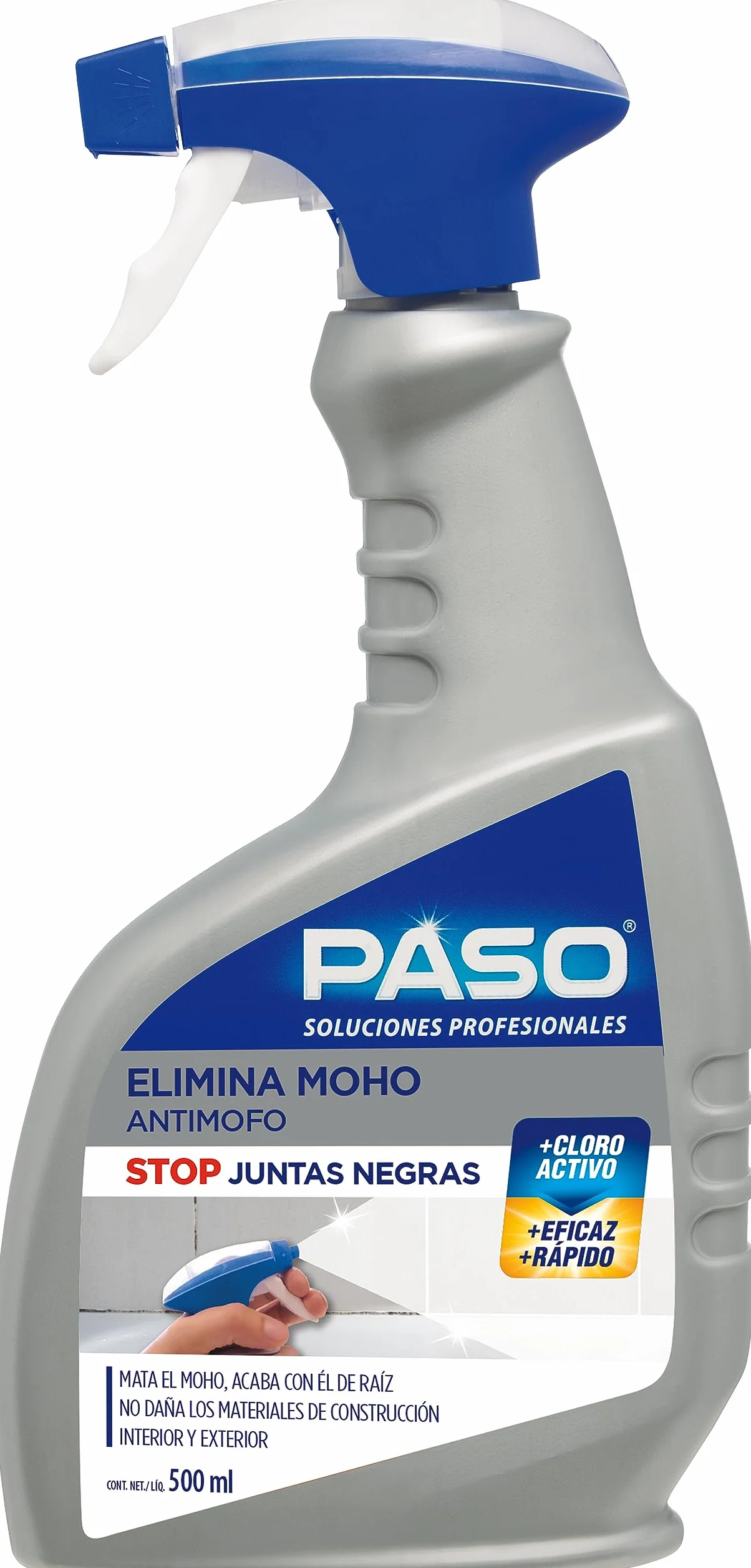 PASO Elimina Moho Stop Juntas Negras con Cloro Activo Limpiador Profesional 500 ML