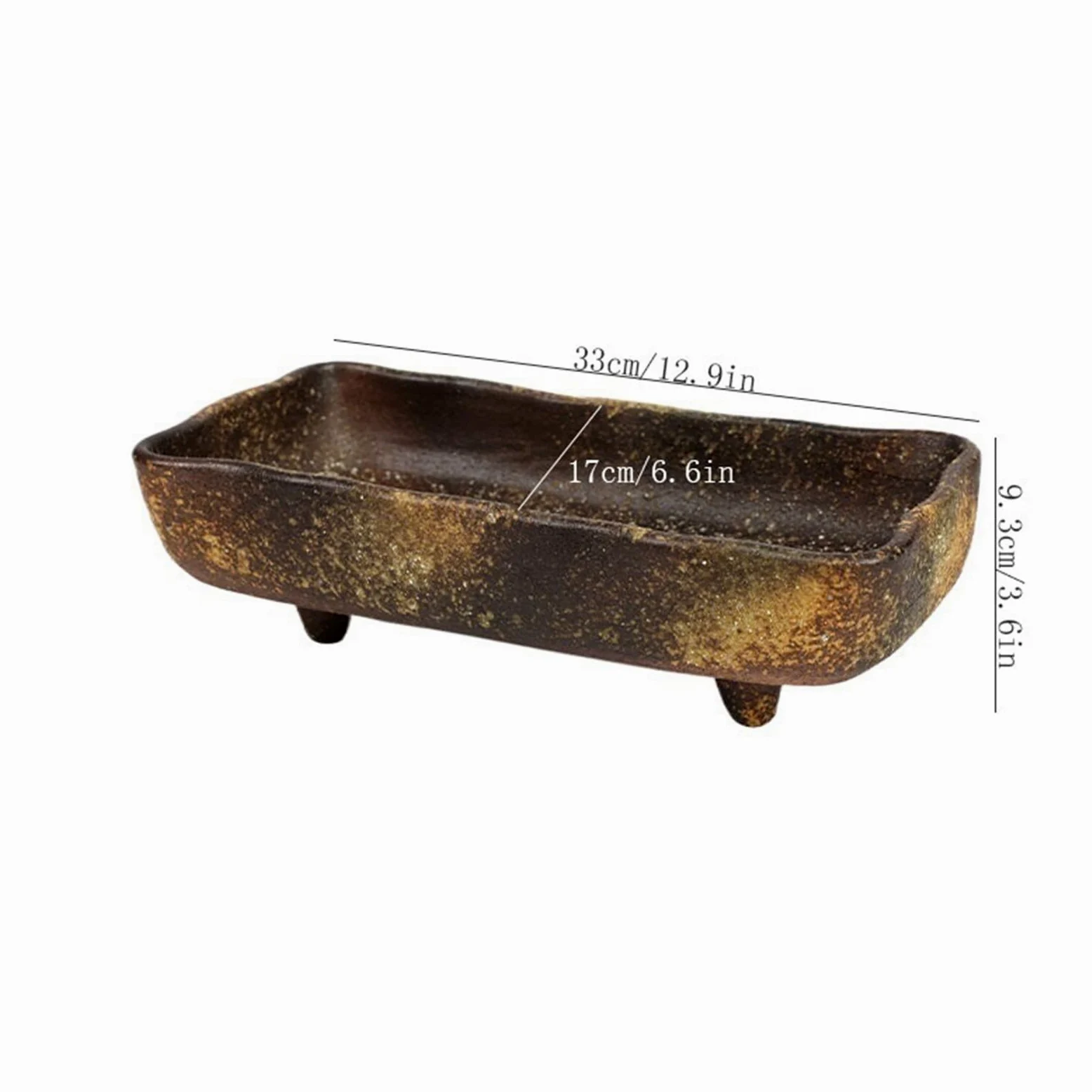 Bandeja decorativa rectangular retro de cerámica para arreglos florales
