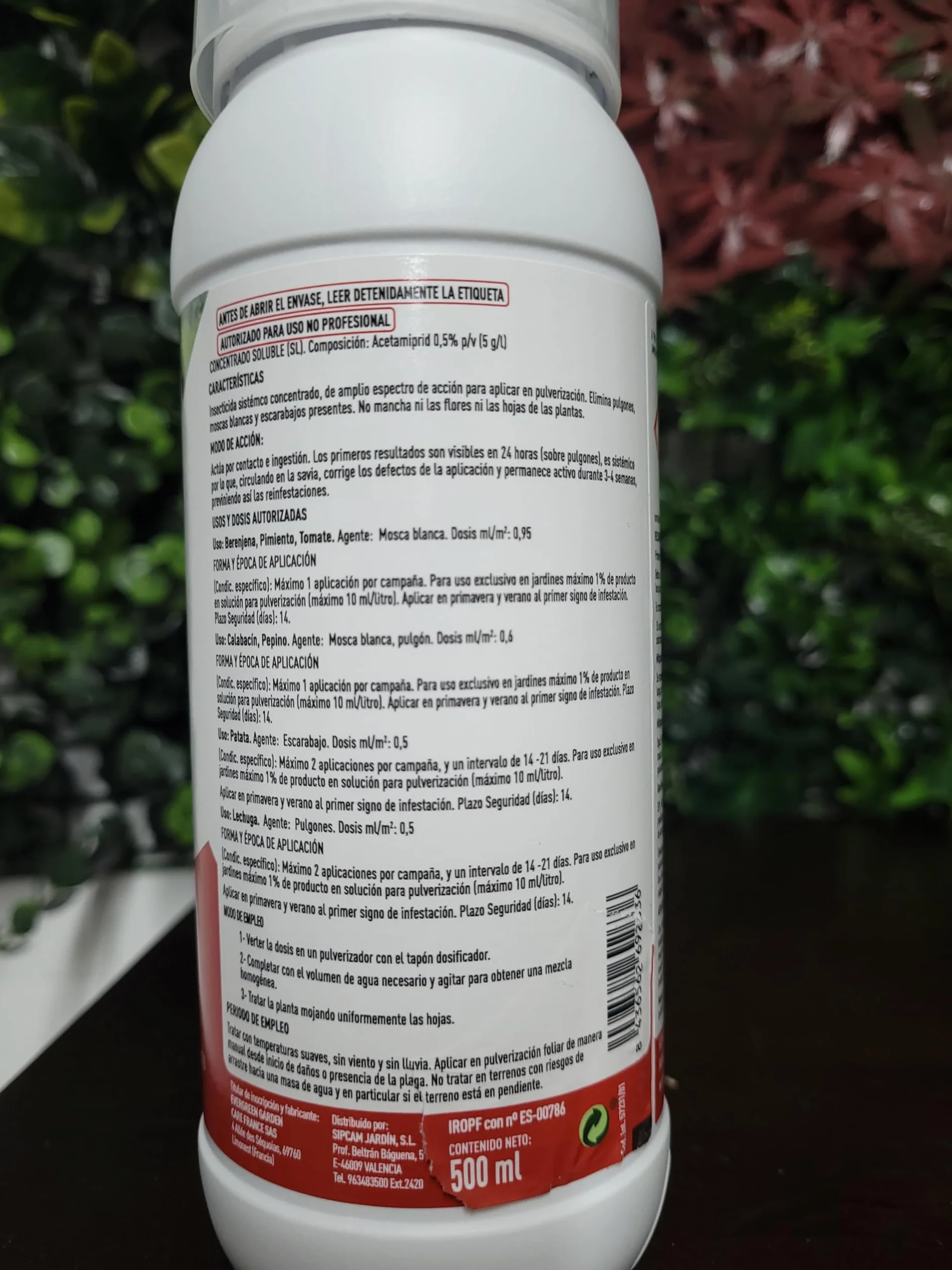 Sipcam Epinsel Insecticida Acetamiprid 0.5% 500ml Contra Pulgón Mosca Blanca Escarabajos