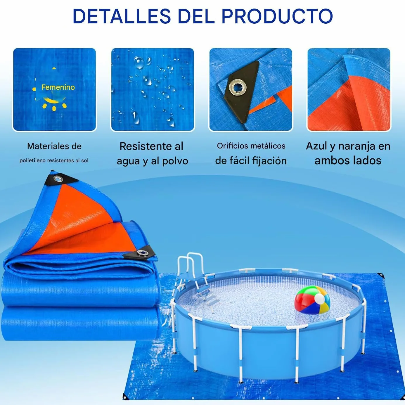 Base Protectora para Liner De Piscina Resistente E Impermeable con Ojales | Protector Liner Evita Piedras en exteriores, patios, villas, hoteles, jardines, propietarios y entusiastas