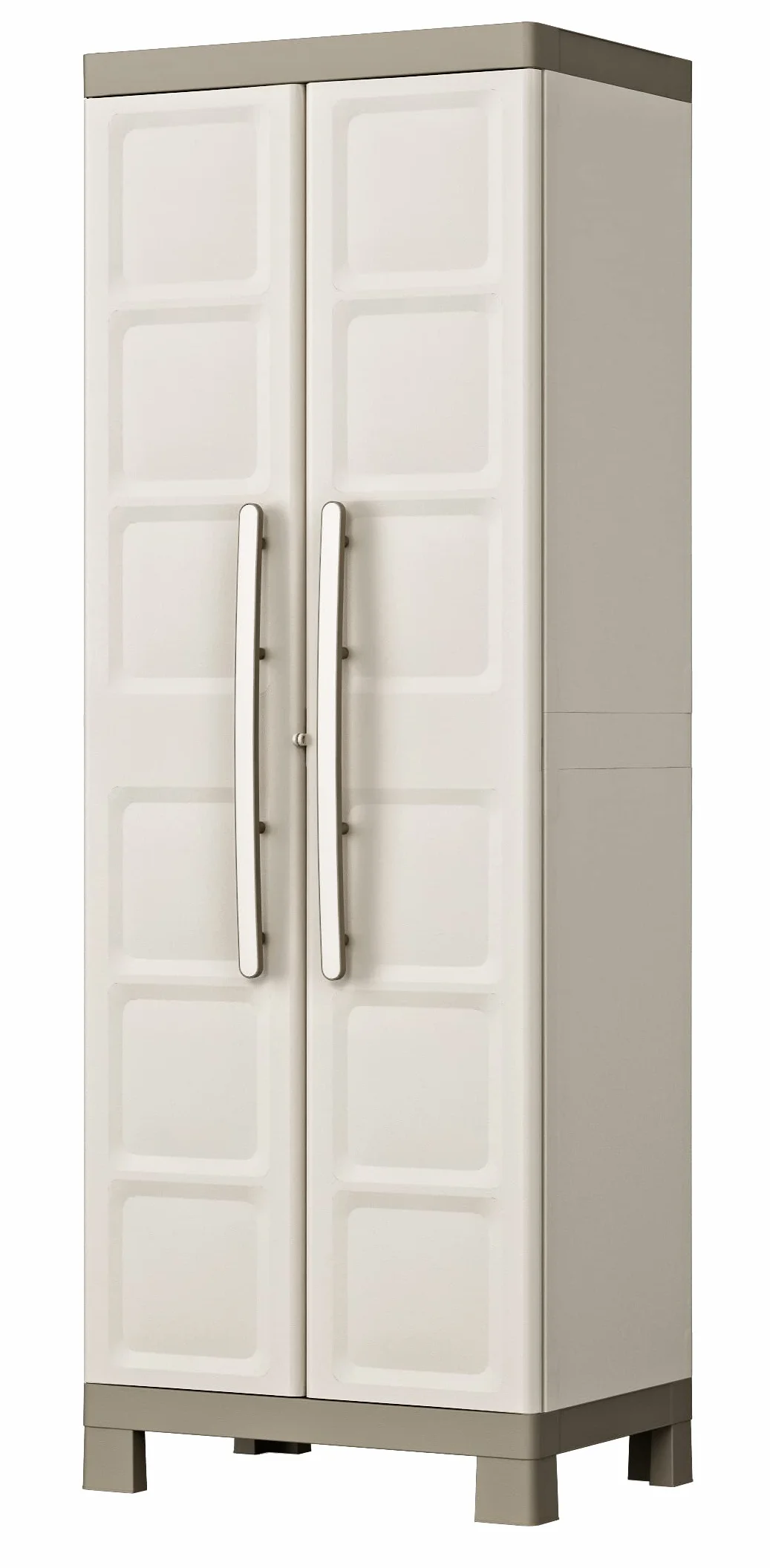 Keter Armario Escobero Excellence 182x65x45 cm Resina 2 Puertas 4 Baldas Arena/Gris