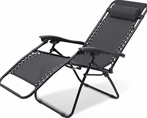 Genérico Tumbona reclinable para Interior/Exterior, Tumbona de Camping, Silla reclinable de jardín con reposacabezas Acolchado Ajustable (Negro).