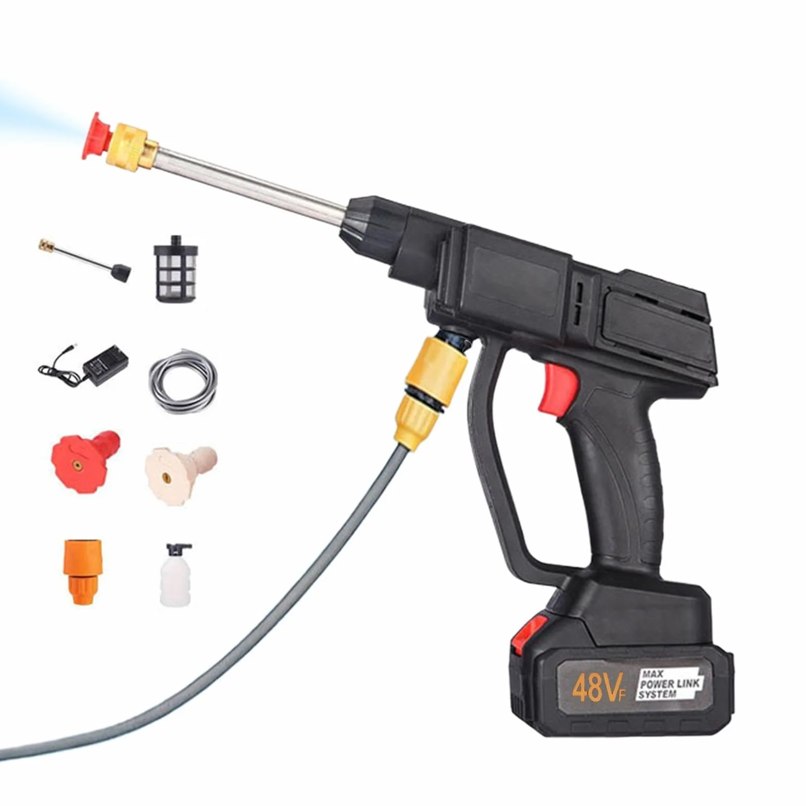 Herramienta de limpieza de boquilla ajustable para lavadora a presión inalámbrica | Lavadora eléctrica portátil inalámbrica para césped, terraza, coche, entrada, ventana, jardín, patio, hogar