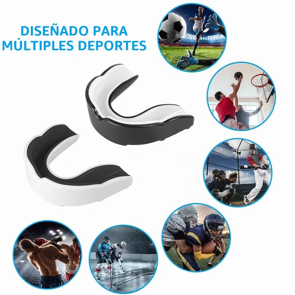 Flintronic Protector Bucal Deportivo Adultos para MMA Boxeo Kickboxing Hockey Fútbol Negro Blanco