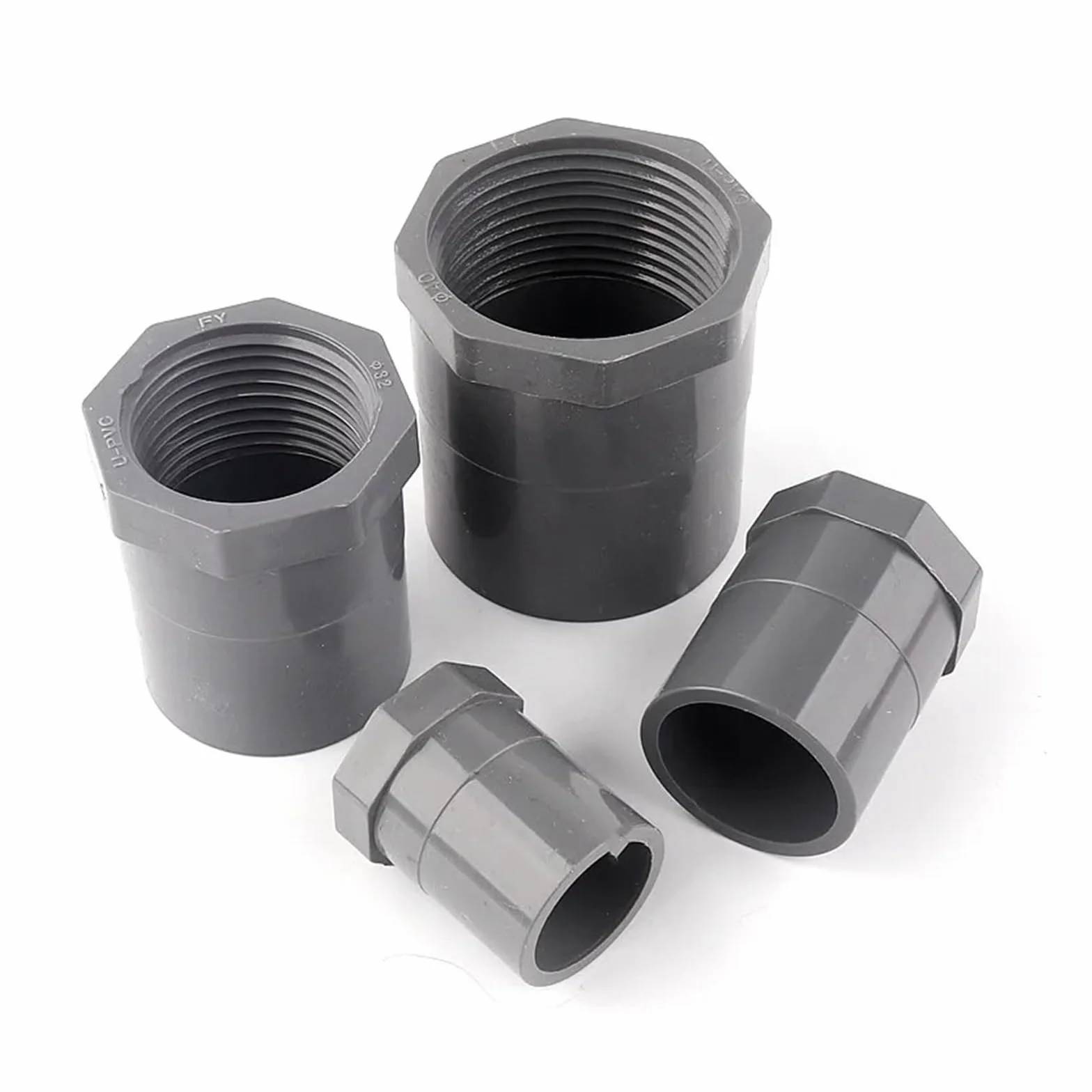 Conector recto de hilo femenino PVC 1/2"-20mm a 2"-63mm para riego jardín tanque peces 5 piezas