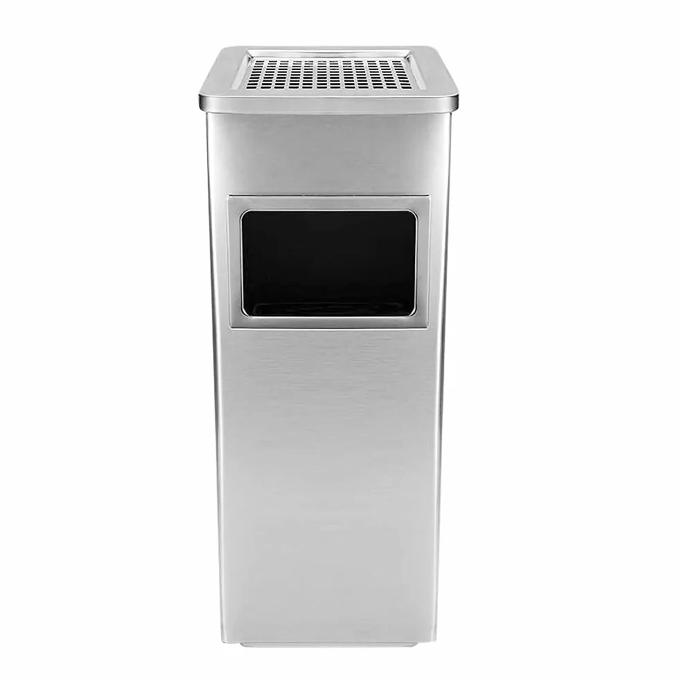 HUOLE Papelera con Cenicero Acero Inoxidable 48L 30x24x60cm Cubo Basura