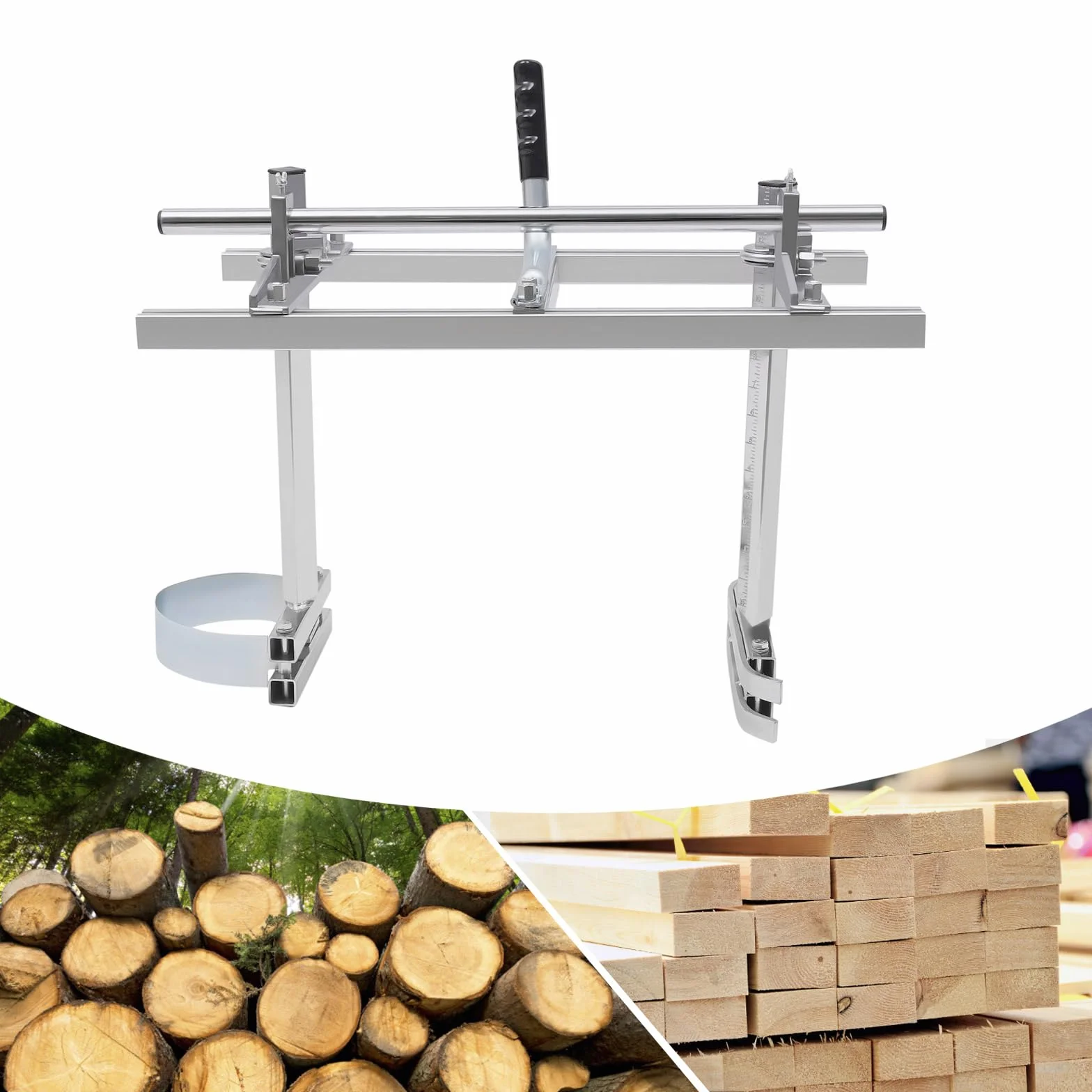 24 pulgadas aserradero móvil, marco de corte de motosierra de madera, aserradero móvil, vegetales de motosierra de plata, aserradero portátil de aluminio, aserradero de cadena para