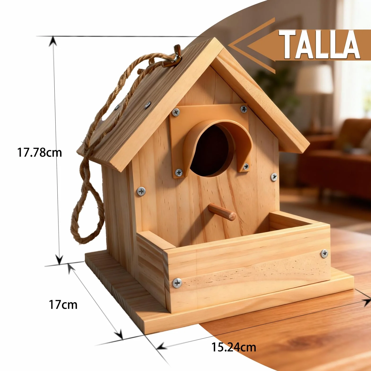 Nido para pájaros de madera resistente a la intemperie colgante para herrerillos petirrojos aves pequeñas